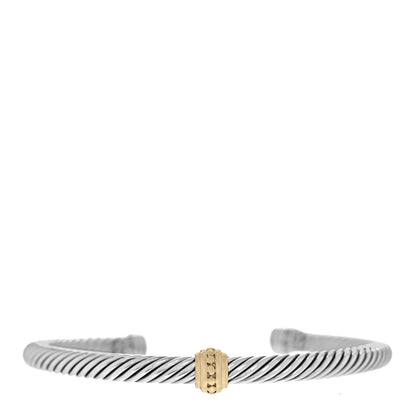 David Yurman Sterling Silver 14K Yellow Gold 5mm Station Cable Bracelet 1 of 4