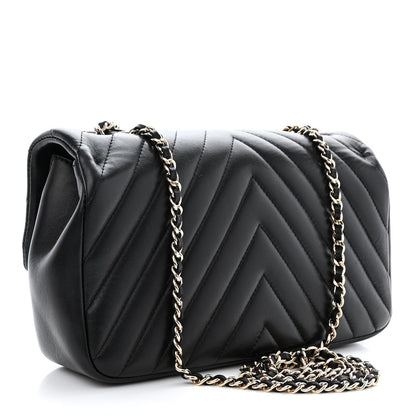Chanel Lambskin Surpique Chevron Quilted Small Single Flap Black 3 of 10