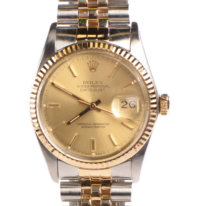 Rolex Stainless Steel 18K Yellow Gold 36mm Oyster Perpetual Datejust Watch Champagne 16203 1 of 16