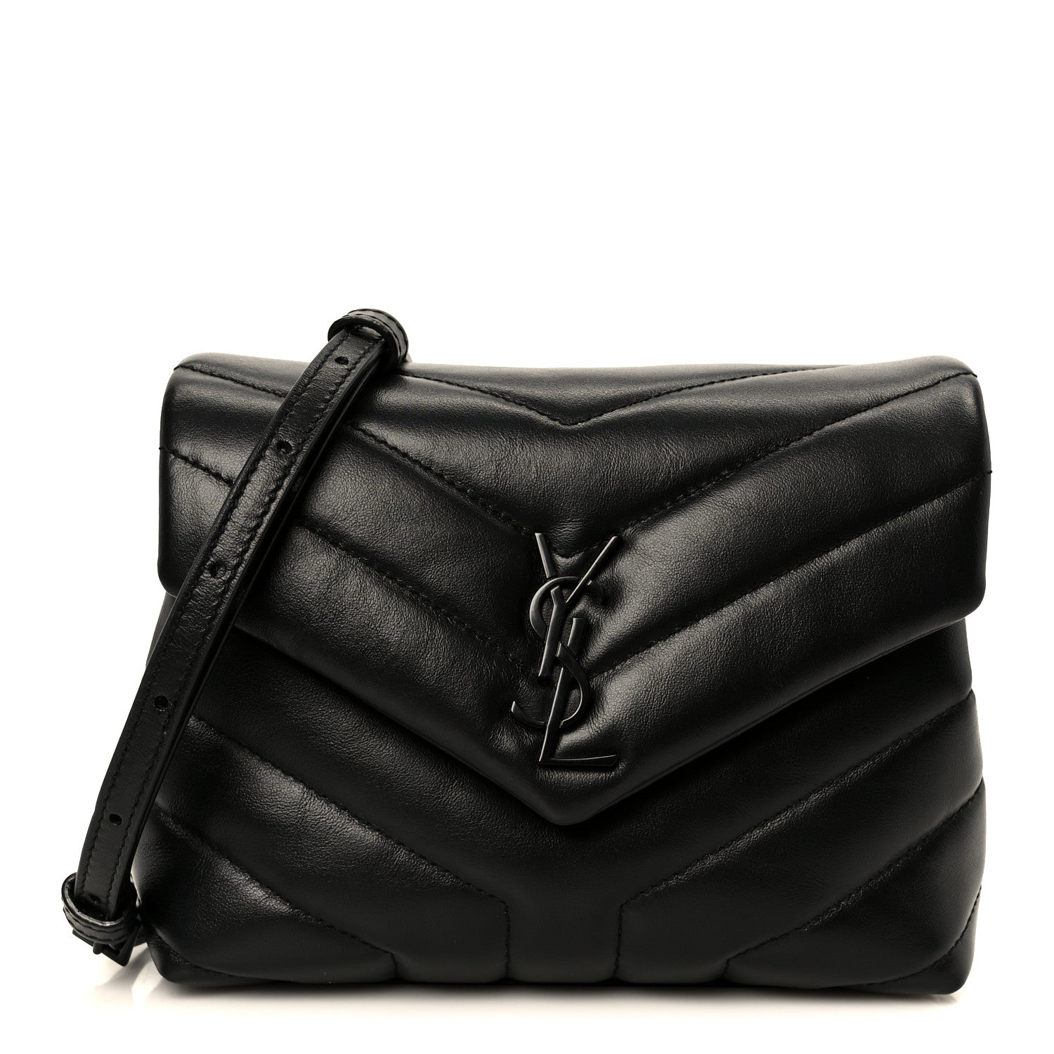 Saint Laurent Calfskin Y Quilted Monogram Monochrome Toy Loulou Crossbody Bag Black 1 of 11