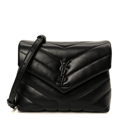 Saint Laurent Calfskin Y Quilted Monogram Monochrome Toy Loulou Crossbody Bag Black 1 of 11