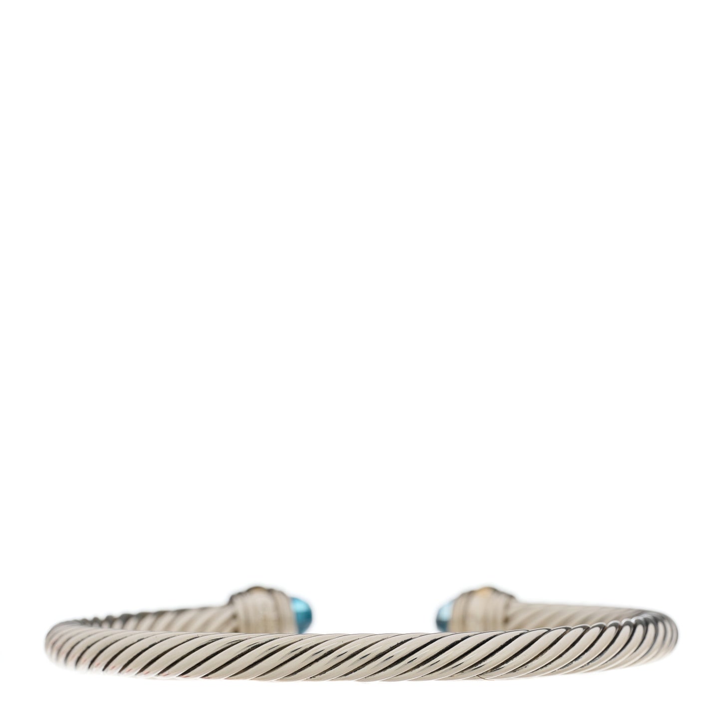Sterling Silver 14K Yellow Gold Blue Topaz 5mm Cable Classics Bracelet