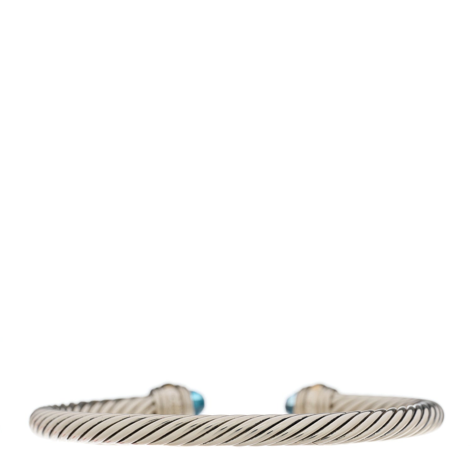 David Yurman Sterling Silver 14K Yellow Gold Blue Topaz 5mm Cable Classics Bracelet 2 of 5
