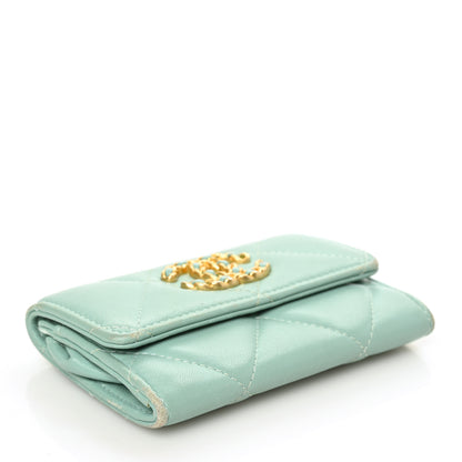 Chanel Lambskin Quilted Chanel 19 Flap Card Holder Light Green 4 of 13