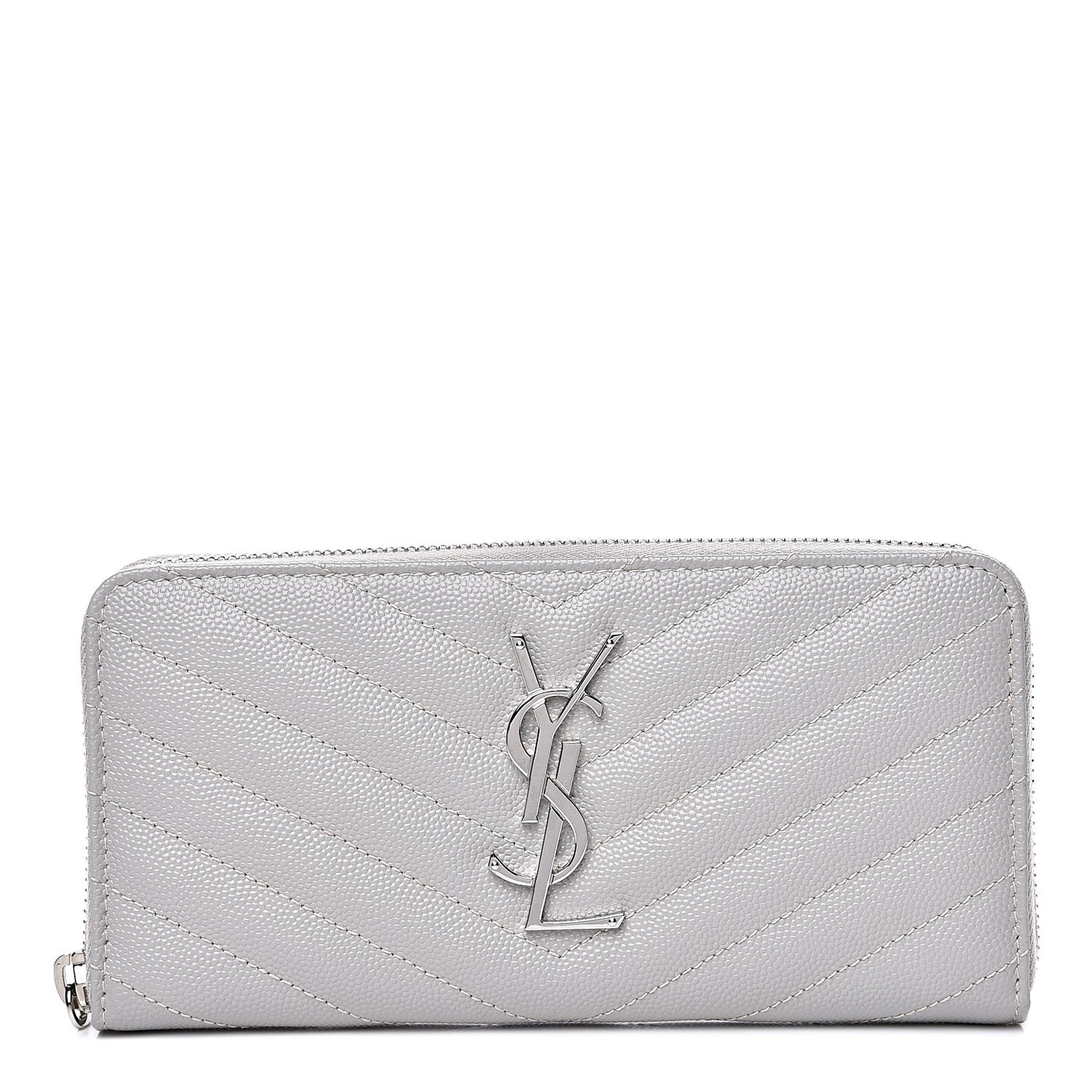 Grain De Poudre Matelasse Chevron Monogram Zip Around Wallet Granite
