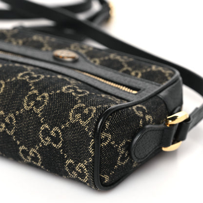 Gucci Jacquard Black Denim GG Monogram Textured Dollar Calfskin Mini Ophidia Shoulder Bag Black Ivory 9 of 9