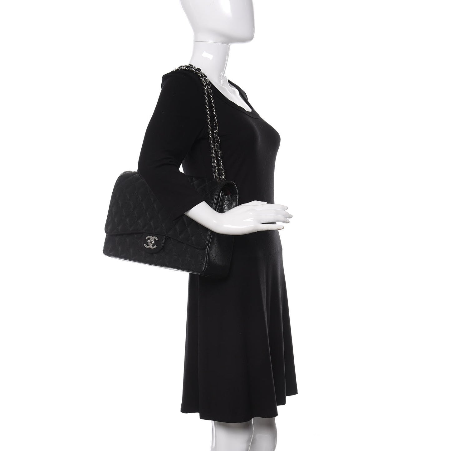 Caviar Quilted Maxi Double Flap Black