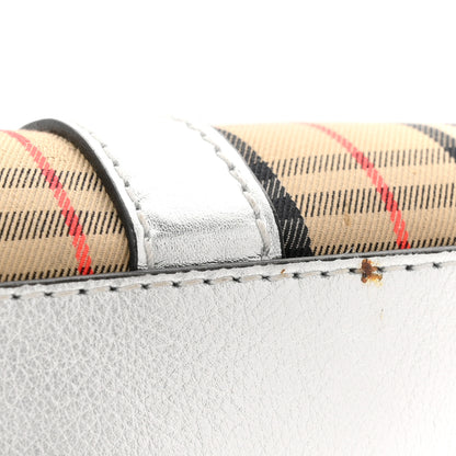Burberry Metallic Calfskin 1983 Knight Check Link Zip Tote Silver 10 of 12