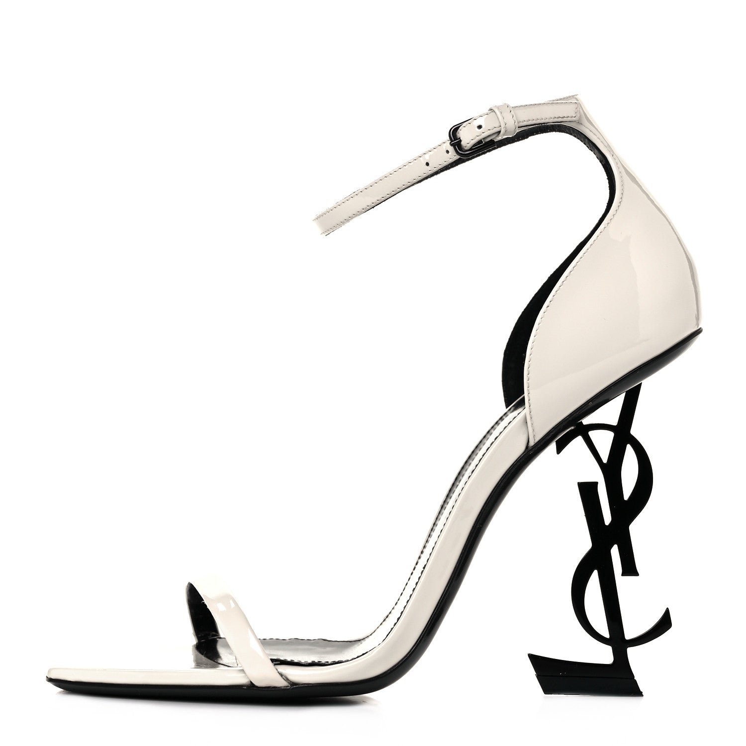 SAINT LAURENT ホワイト ハイヒール 36 Saint Laurent Patent Calfskin Opyum 110 Sandals 36.5 Neutro