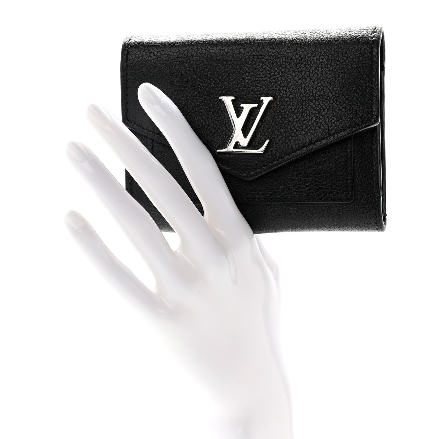 Louis Vuitton Soft Calfskin My Lockme Compact Wallet Black 2 of 13