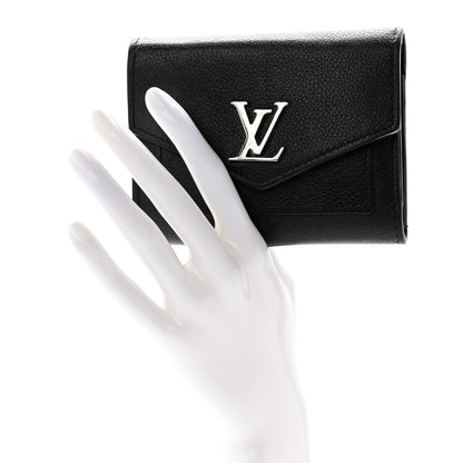 Louis Vuitton Soft Calfskin My Lockme Compact Wallet Black 2 of 13