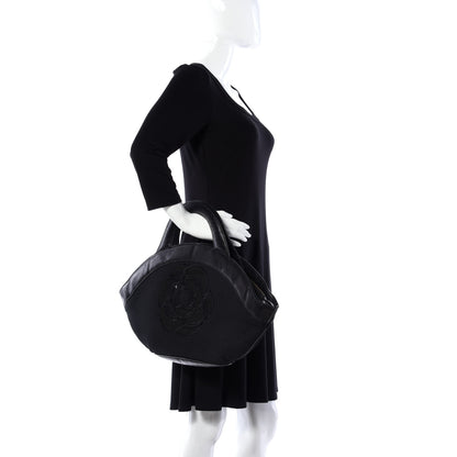Chanel Linen Lambskin Mesh Camellia CC Tote Black 2 of 11