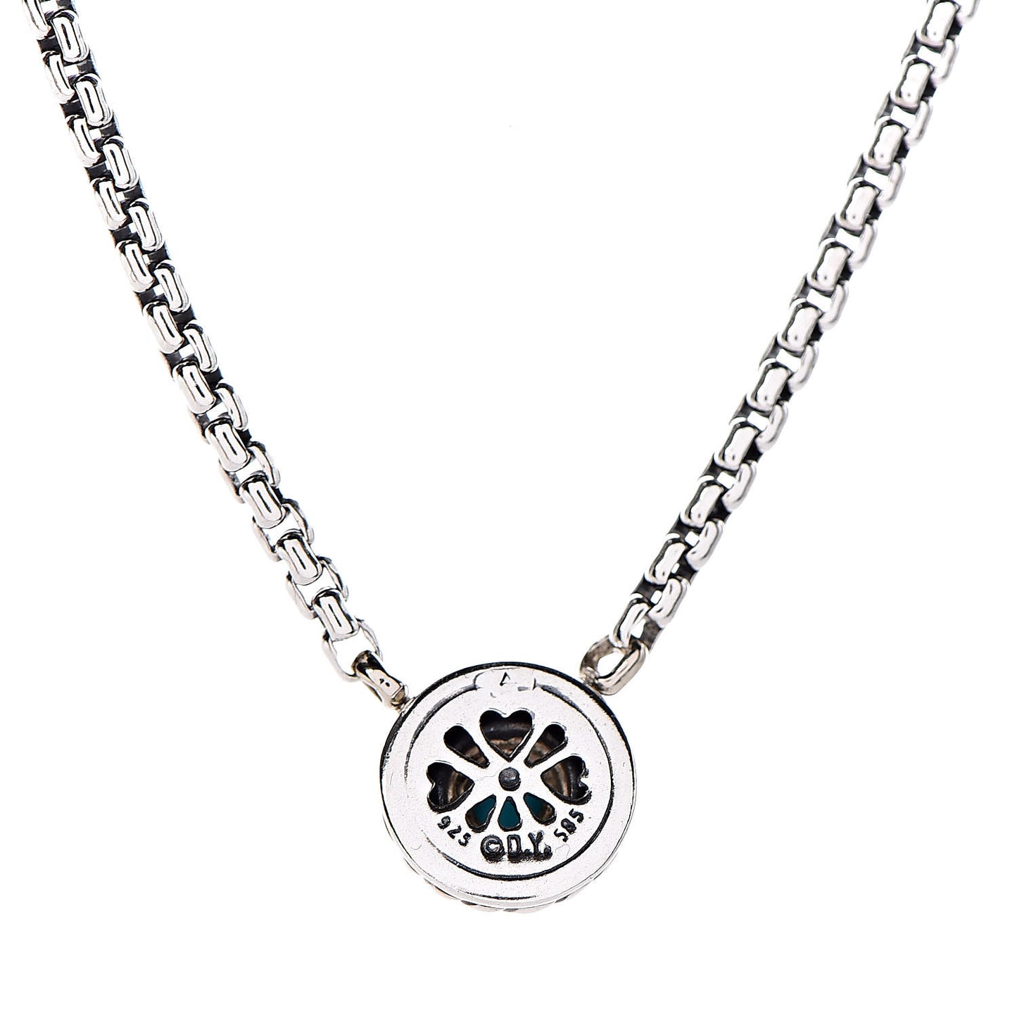 Sterling Silver 14K Yellow Gold Turquoise Cookie Pendant Necklace