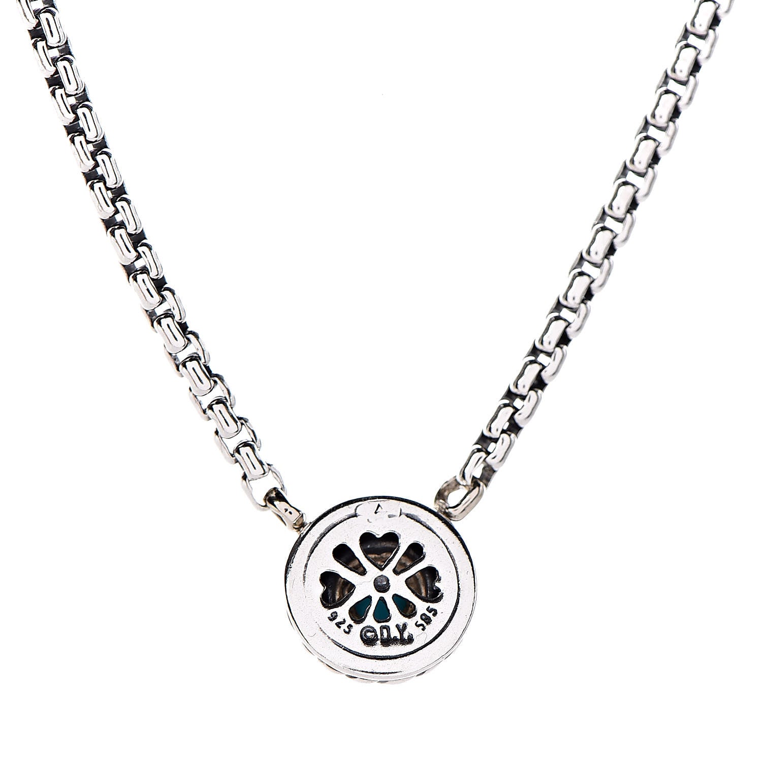 David Yurman Sterling Silver 14K Yellow Gold Turquoise Cookie Pendant Necklace 5 of 6
