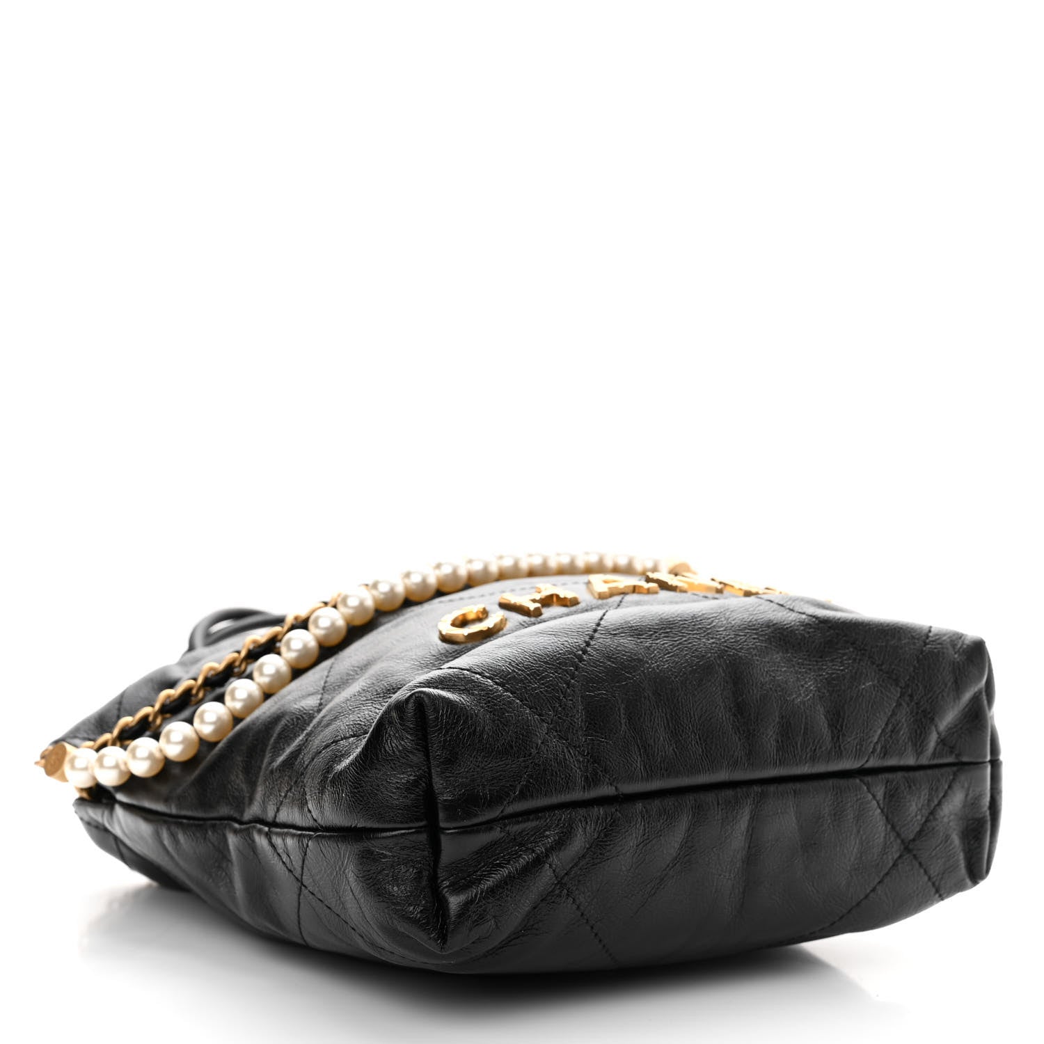 Chanel Shiny Crumpled Calfskin Quilted Pearl Mini Chanel 22 Black 3 of 9