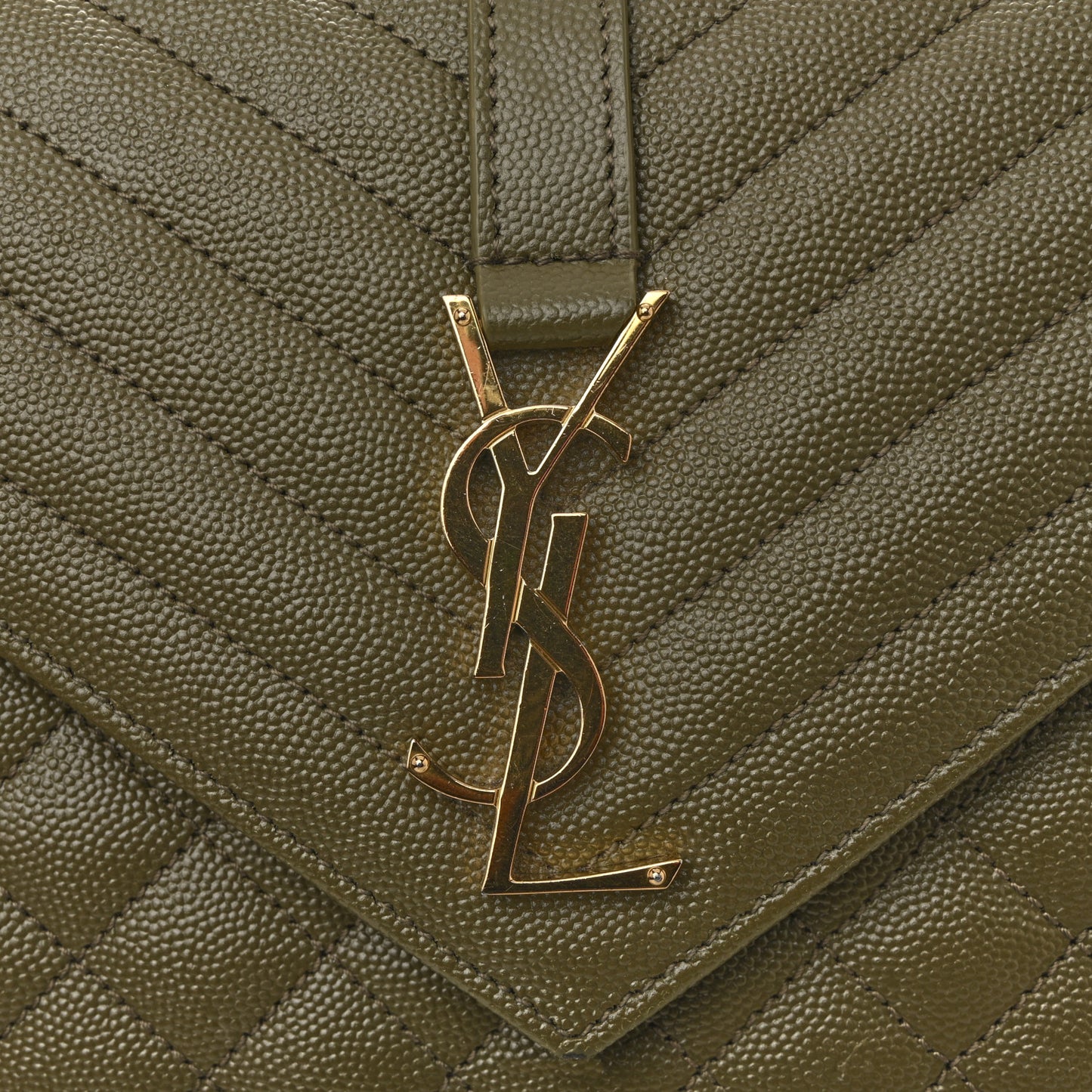 Grain De Poudre Textured Mixed Matelasse Triquilt Medium Monogram Satchel Vert Kaki