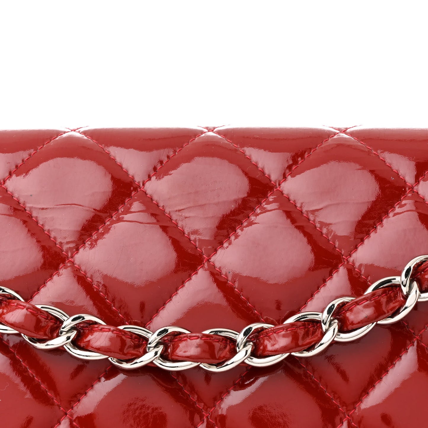 Patent Quilted Jumbo Double Flap Red