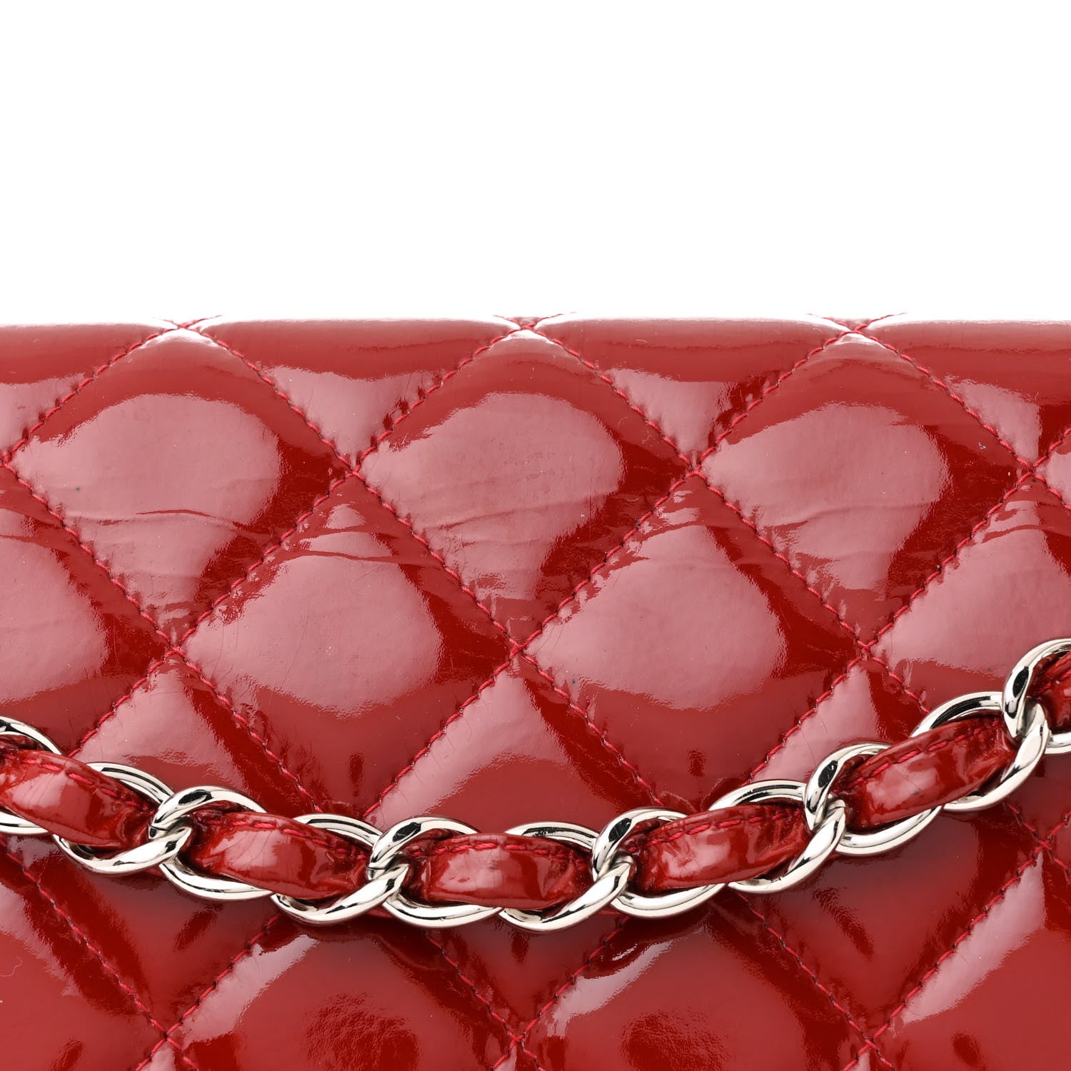 Chanel Patent Quilted Jumbo Double Flap Red 8 of 11