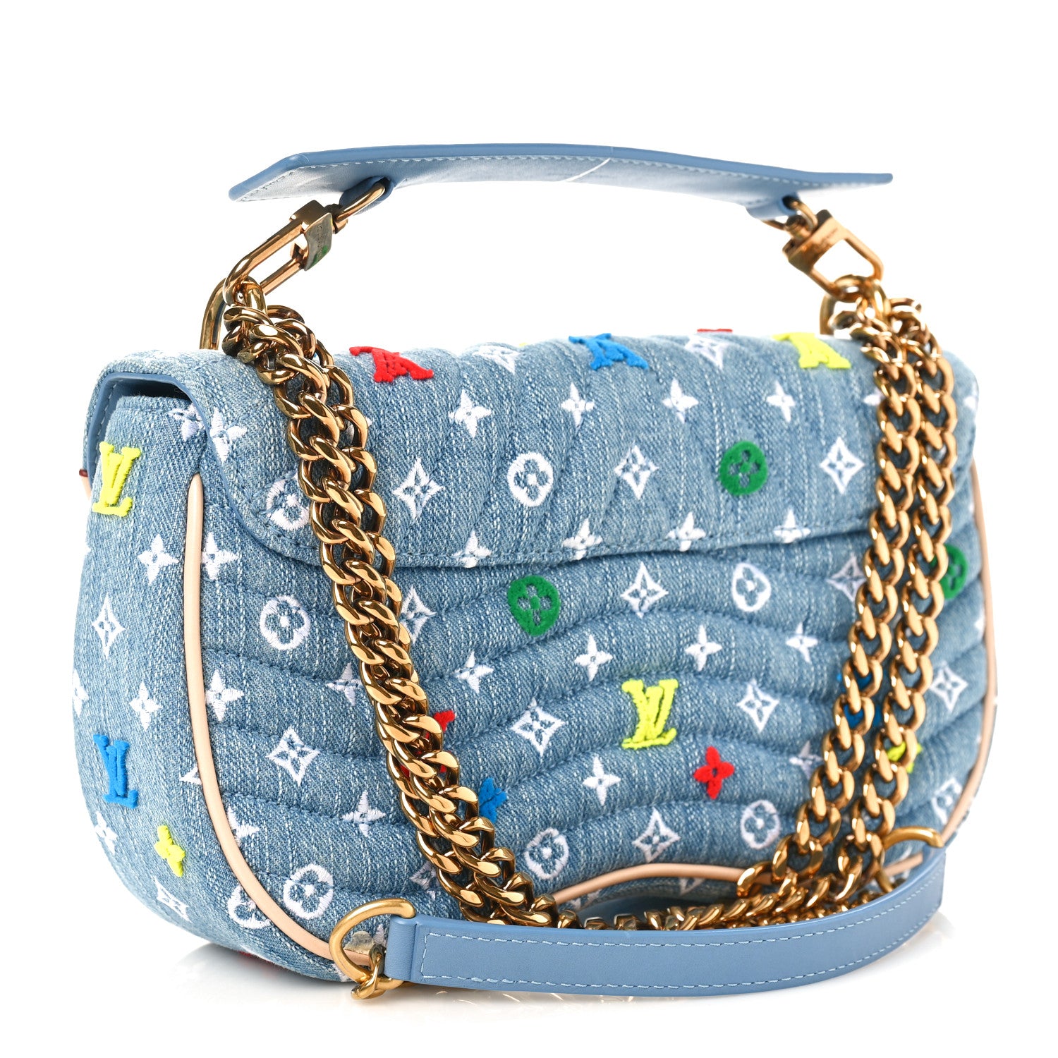 Louis Vuitton Embroidered Monogram Denim New Wave Chain MM 3 of 8