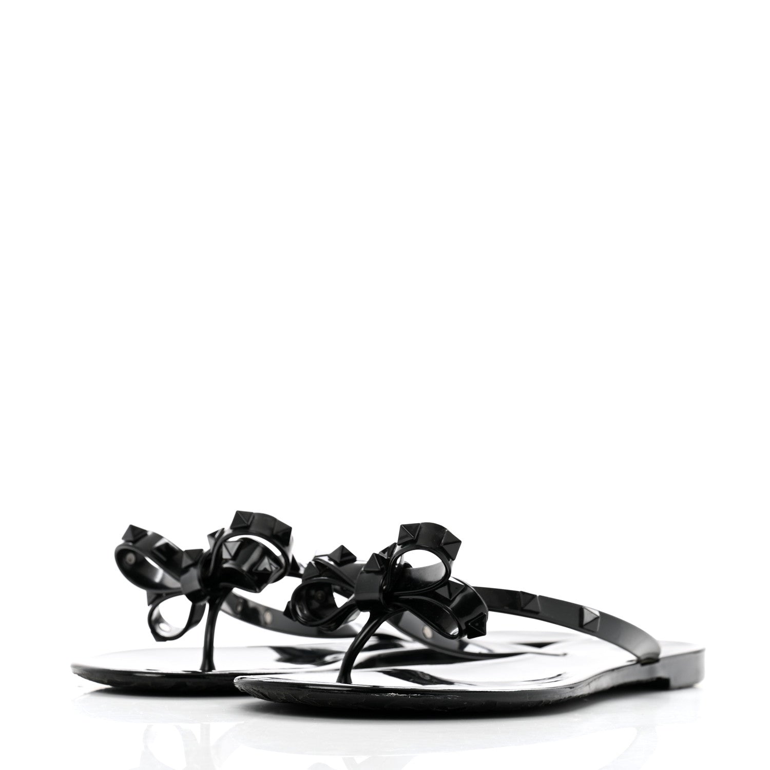 Valentino Garavani PVC Jelly Rockstud Bow Thong Sandals 40 Black 4 of 9