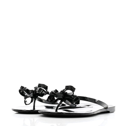Valentino Garavani PVC Jelly Rockstud Bow Thong Sandals 40 Black 4 of 9