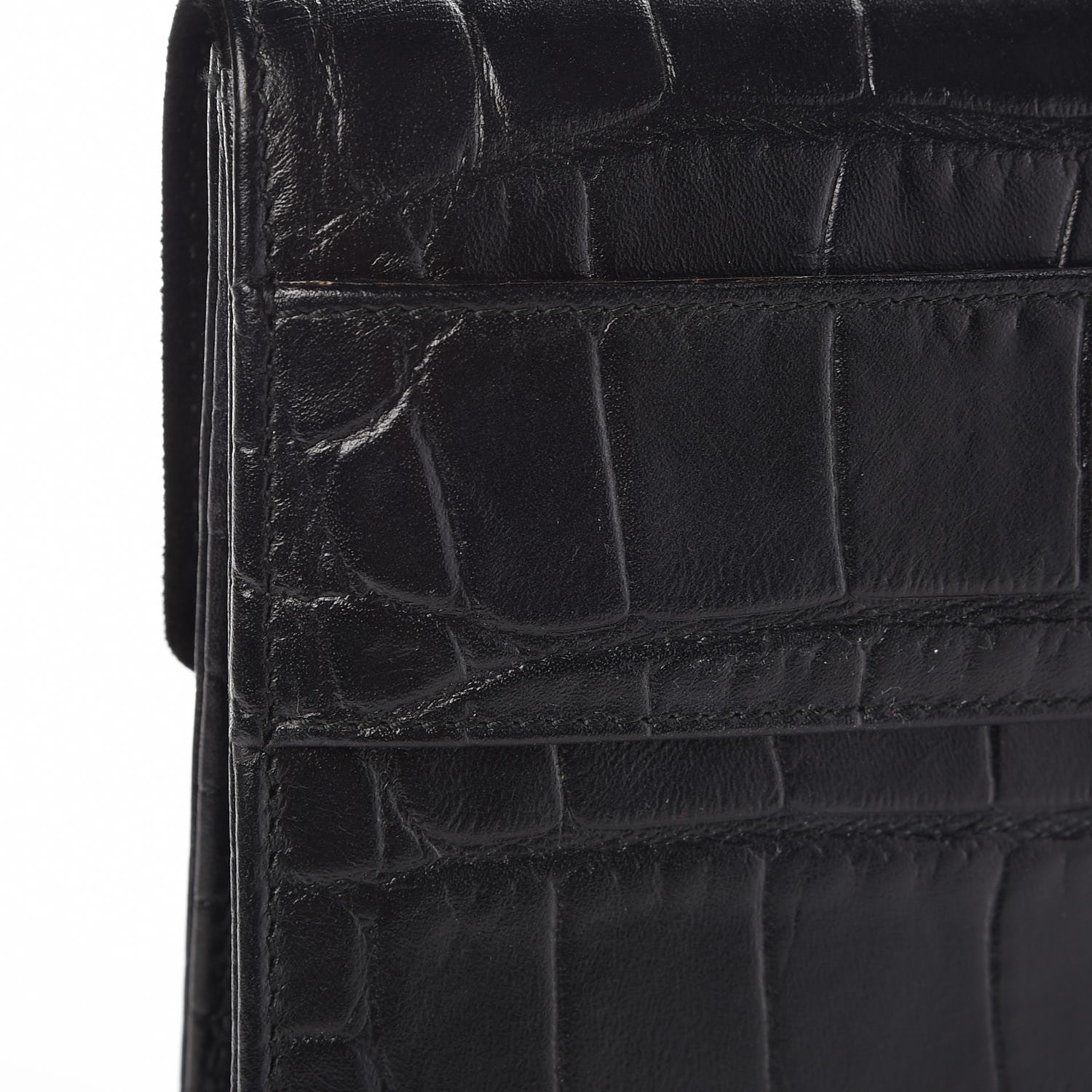Alexander McQueen Calfskin Crocodile Embossed Large Envelope Clutch Black 7 of 8