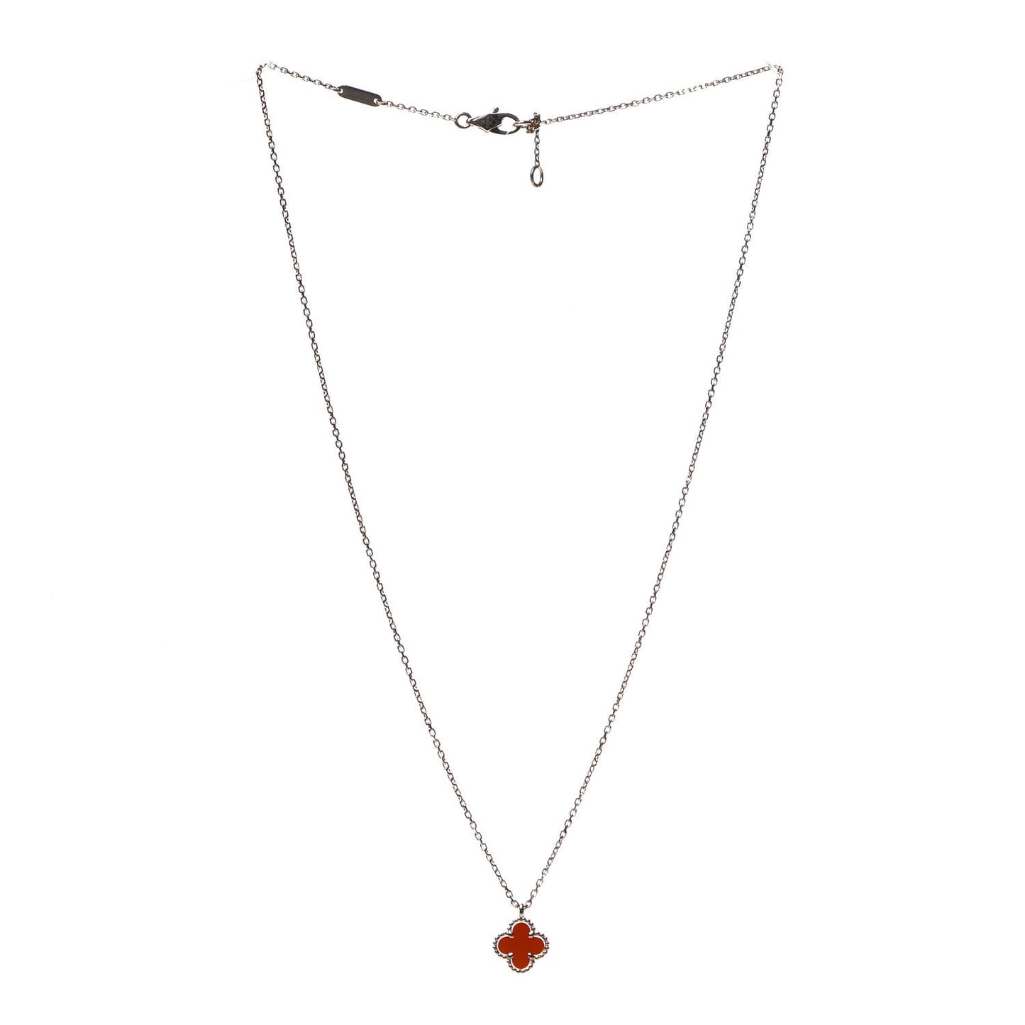 18K Rose Gold Carnelian Sweet Alhambra Pendant Necklace