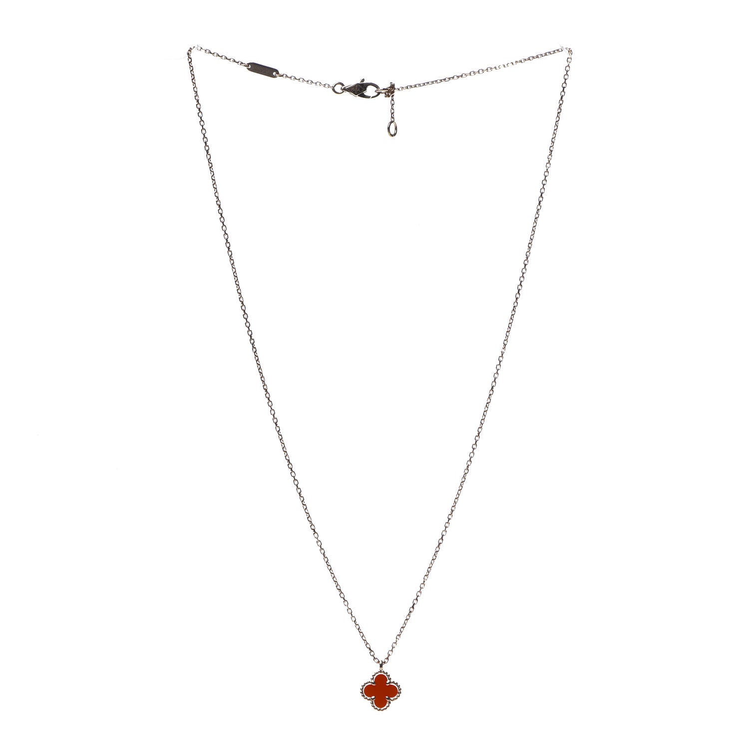 Van Cleef & Arpels 18K Rose Gold Carnelian Sweet Alhambra Pendant Necklace 2 of 7