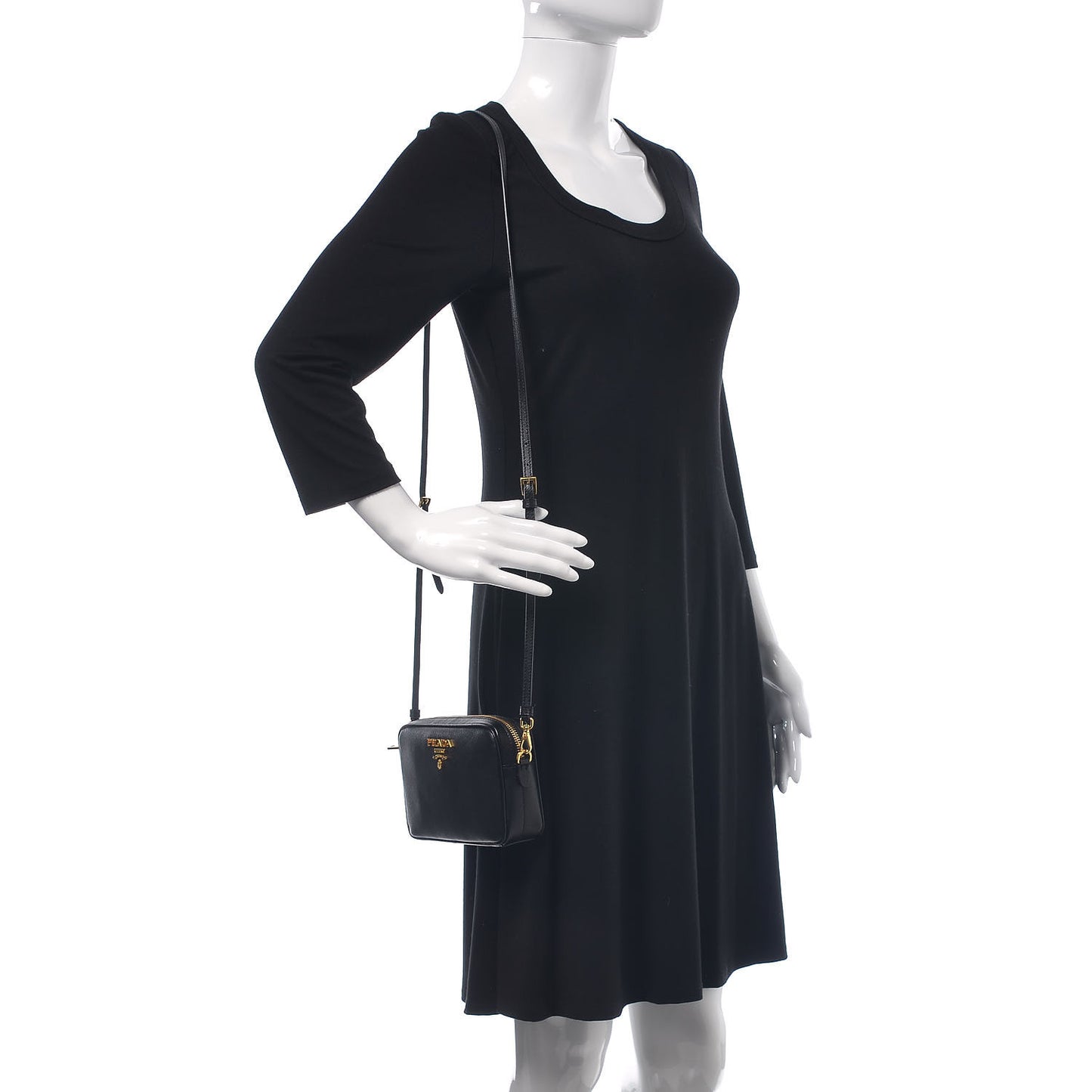 Saffiano Small Camera Crossbody Bag Black