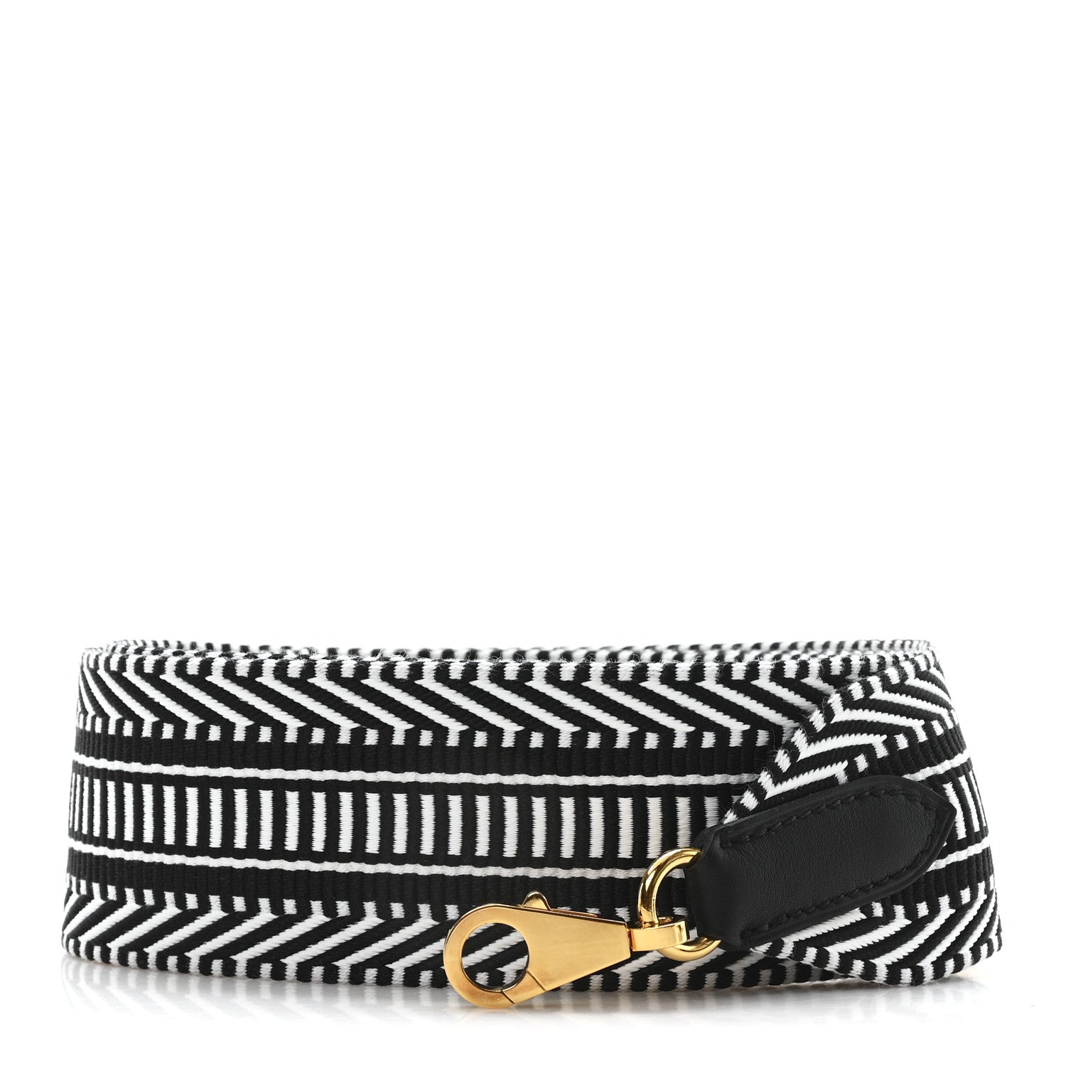 Hermes Toile Swift 50mm Sangle Cavale Shoulder Strap Black Ecru 1 of 3