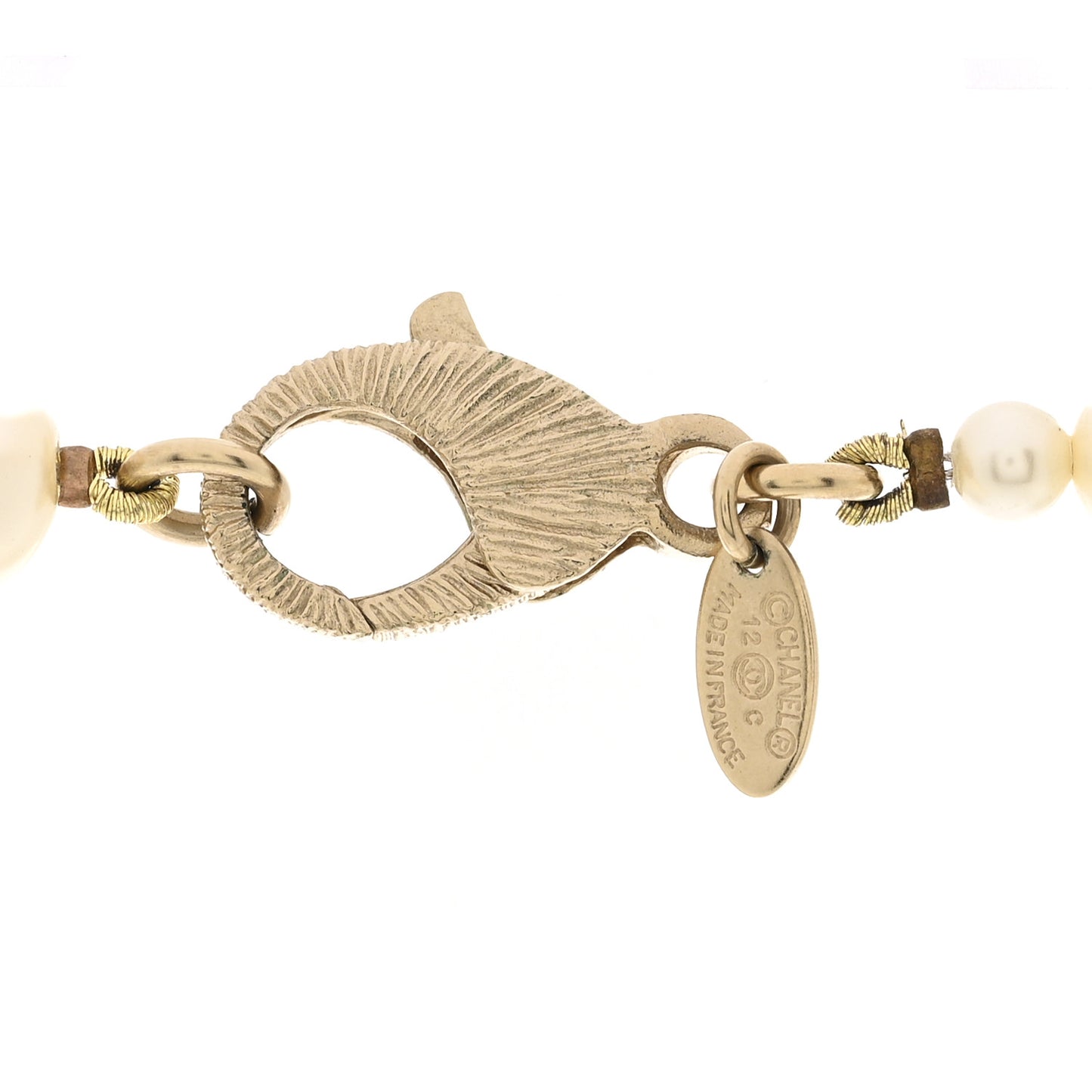 Pearl CC Long Necklace Light Gold