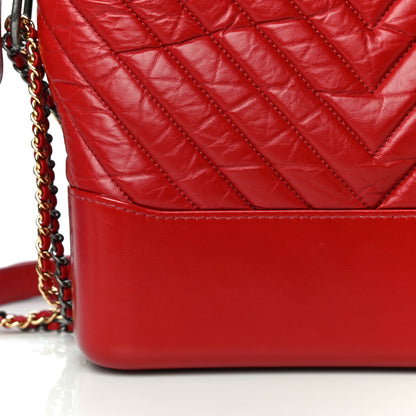 Chanel Aged Calfskin Chevron Quilted Medium Gabrielle Hobo Red 18 of 29
