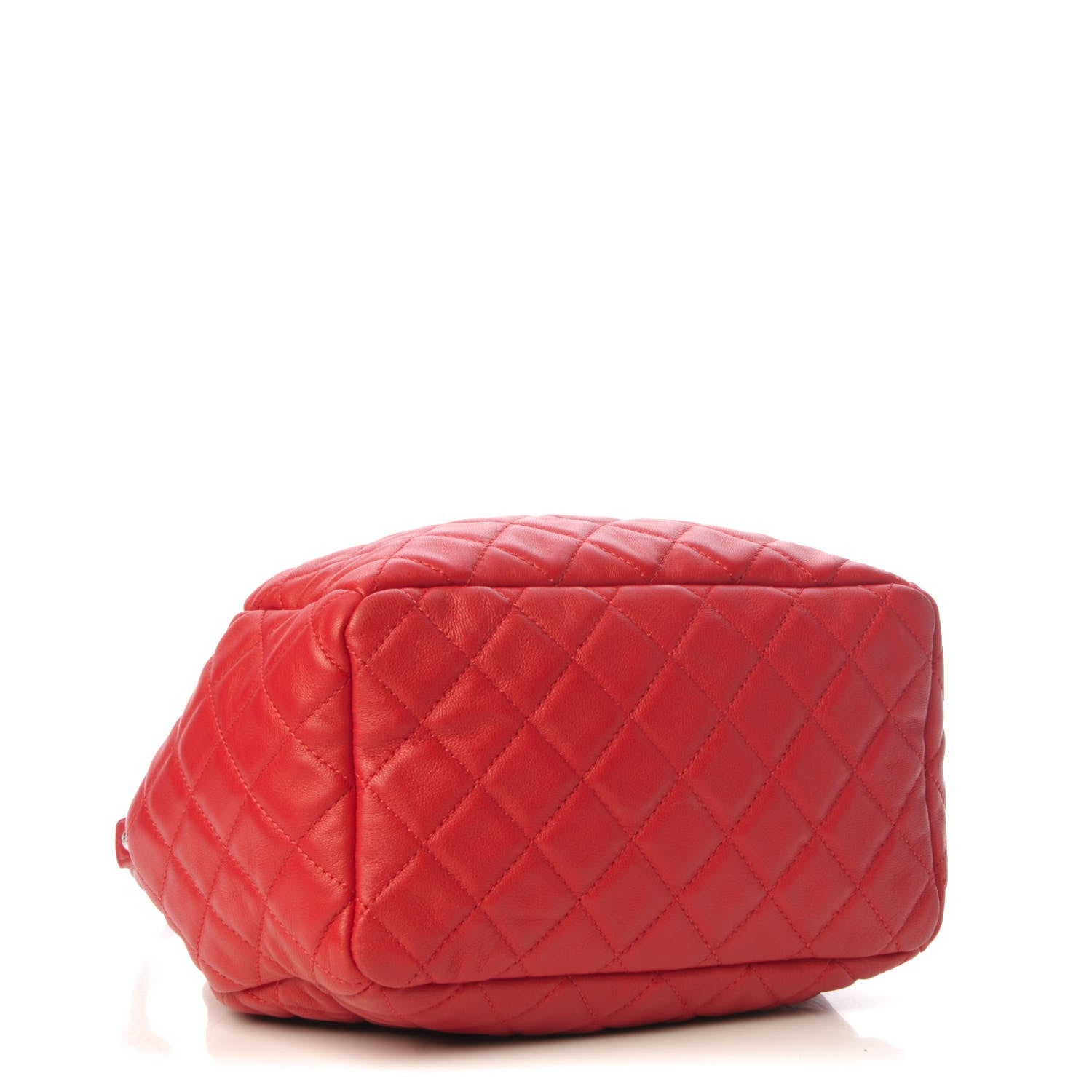 Chanel Lambskin Quilted Small CC Chain Drawstring Bucket Bag Red 5 of 10