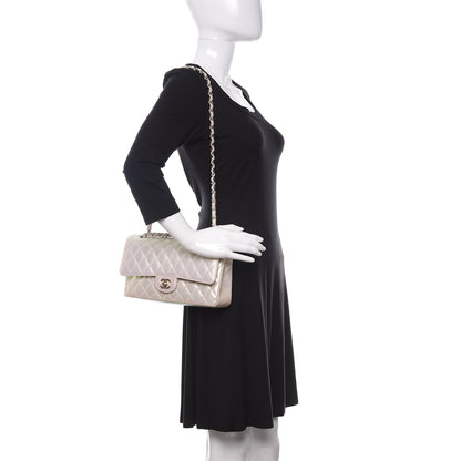 Chanel Iridescent Lambskin Quilted Medium Double Flap Ivory 2 of 10