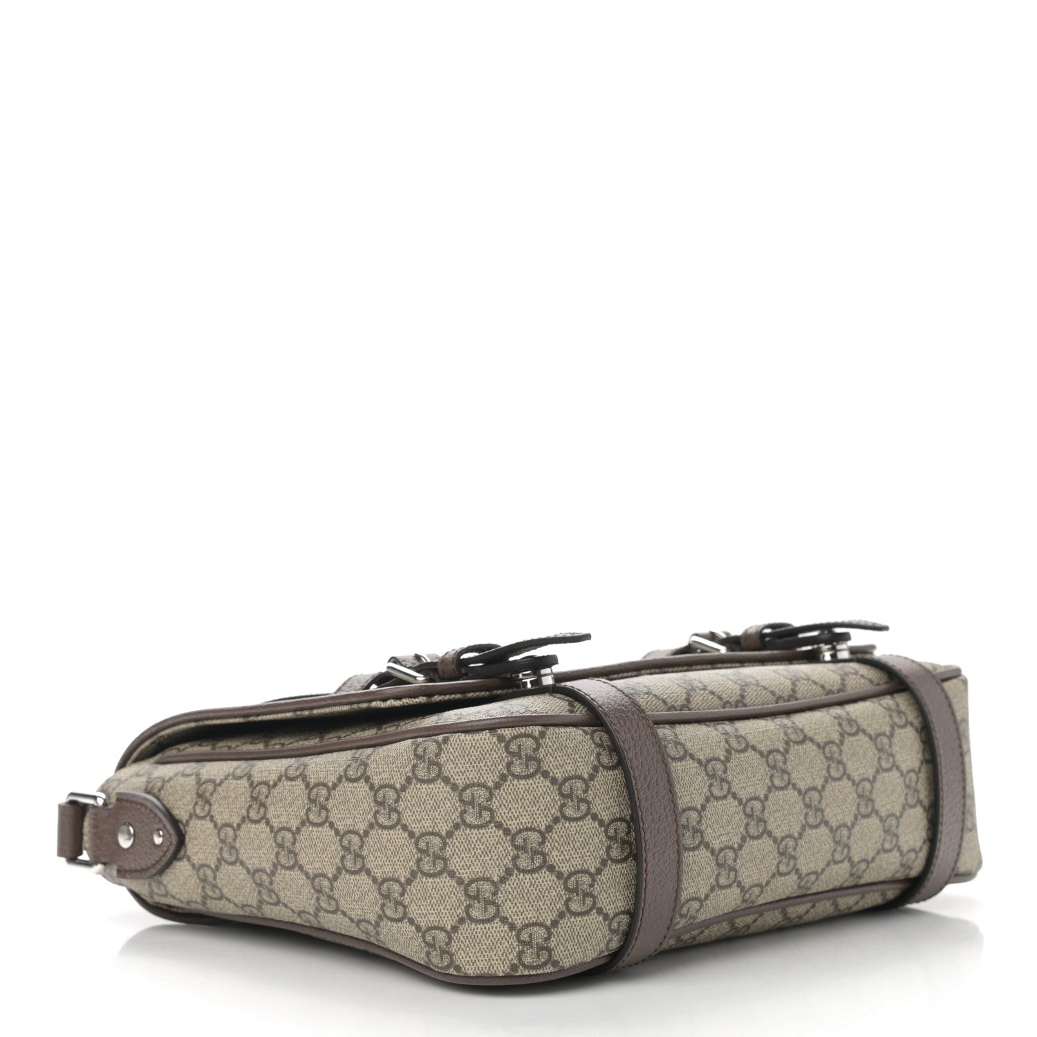 Gucci GG Supreme Monogram Textured Dollar Calfskin Retro Interlocking G Flap Messenger Bag Beige Ebony New Acero 4 of 11