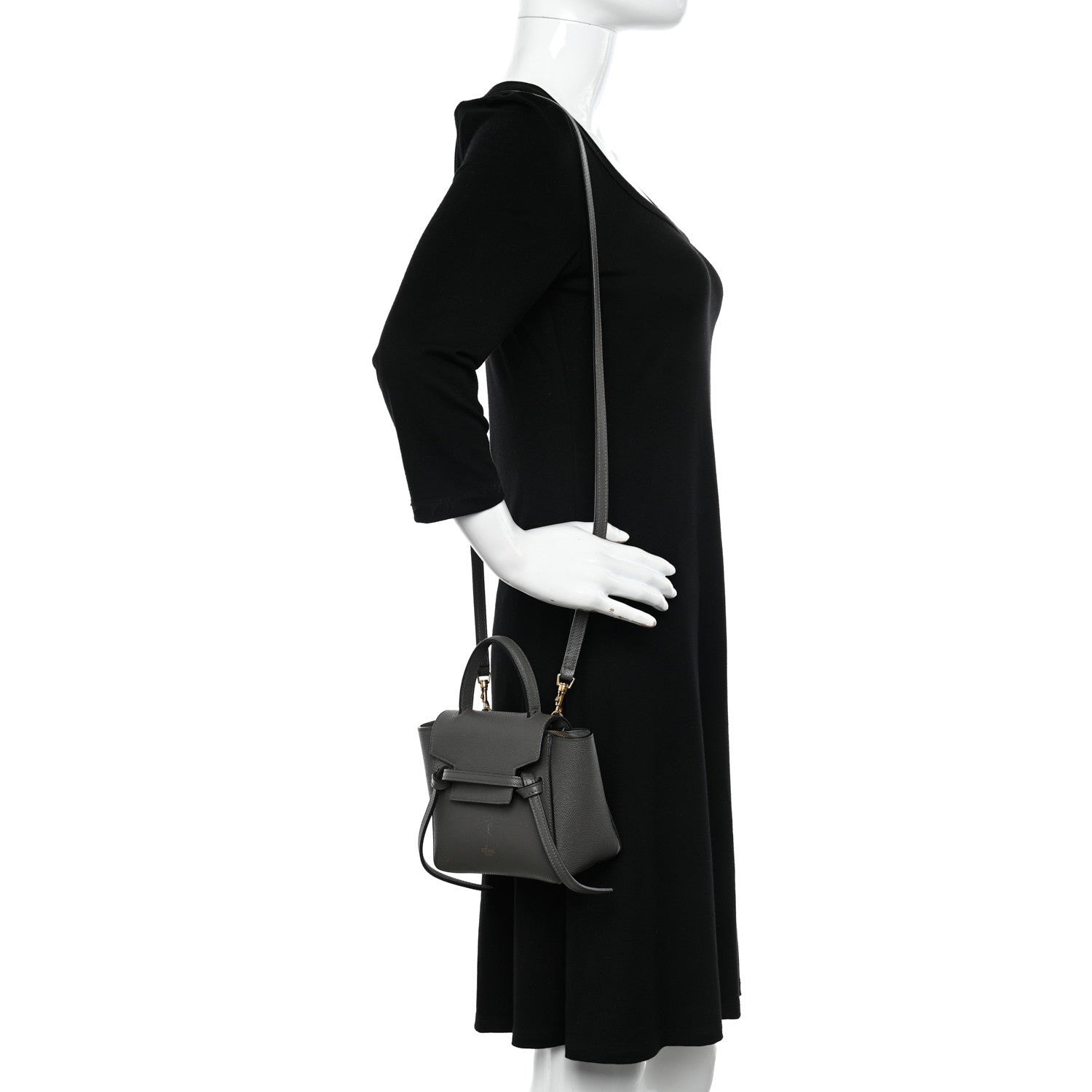 Celine Grained Calfskin Pico Belt Bag Grey 2 of 11