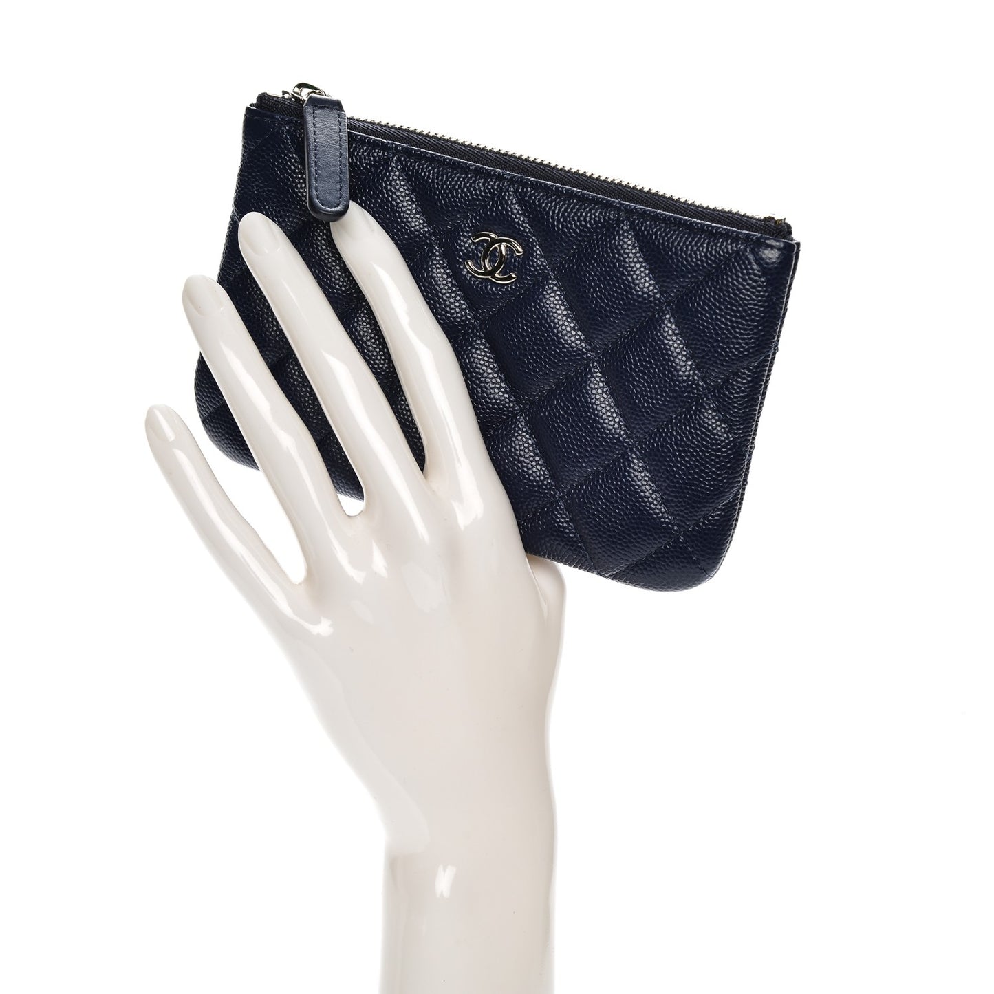 Caviar Quilted Small Cosmetic Case Navy