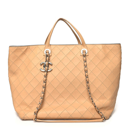 Chanel Calfskin Stitched Large Shopping Tote Beige 1 of 18