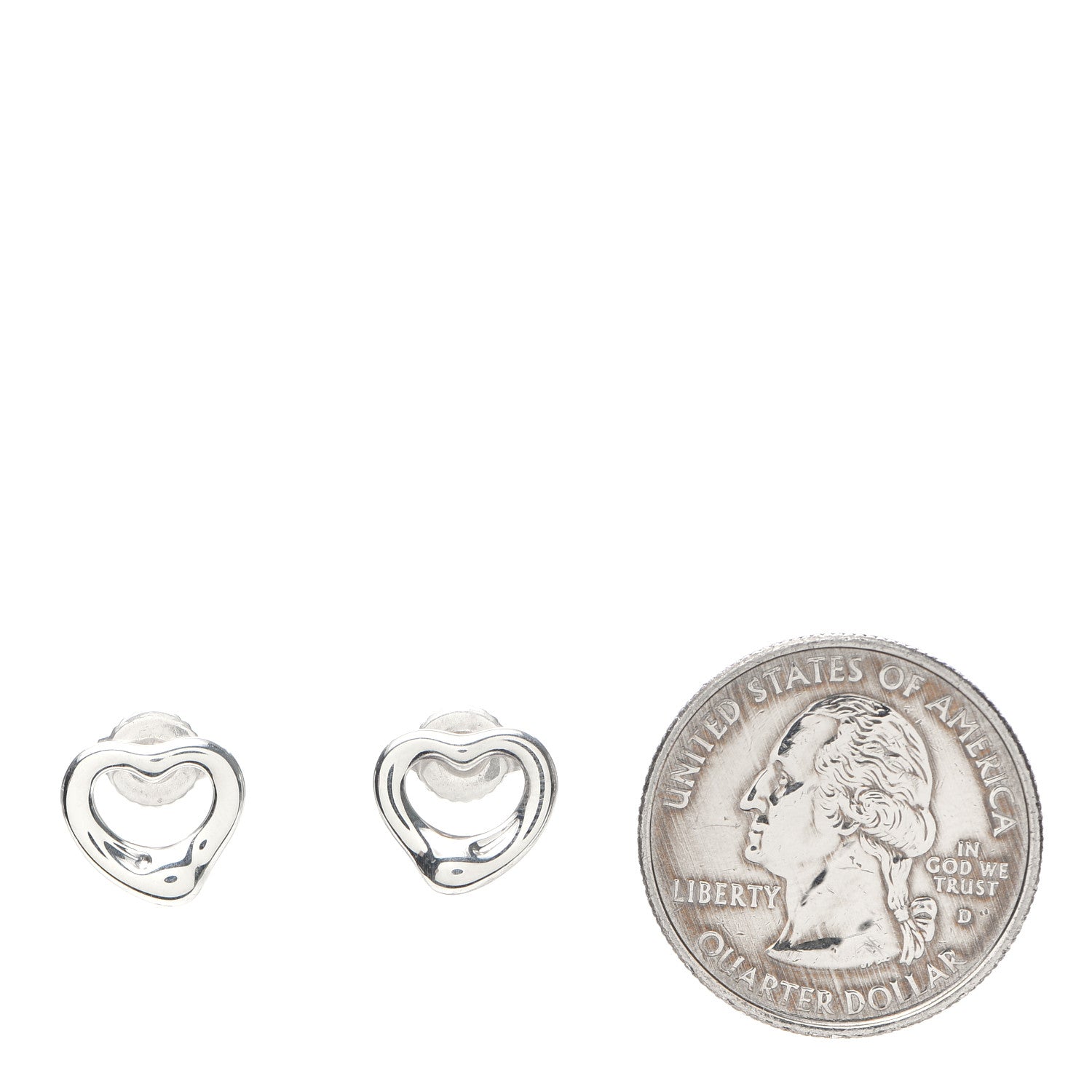 Tiffany Sterling Silver 11mm Elsa Peretti Open Heart Earrings 2 of 4
