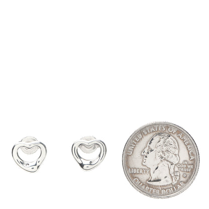Tiffany Sterling Silver 11mm Elsa Peretti Open Heart Earrings 2 of 4