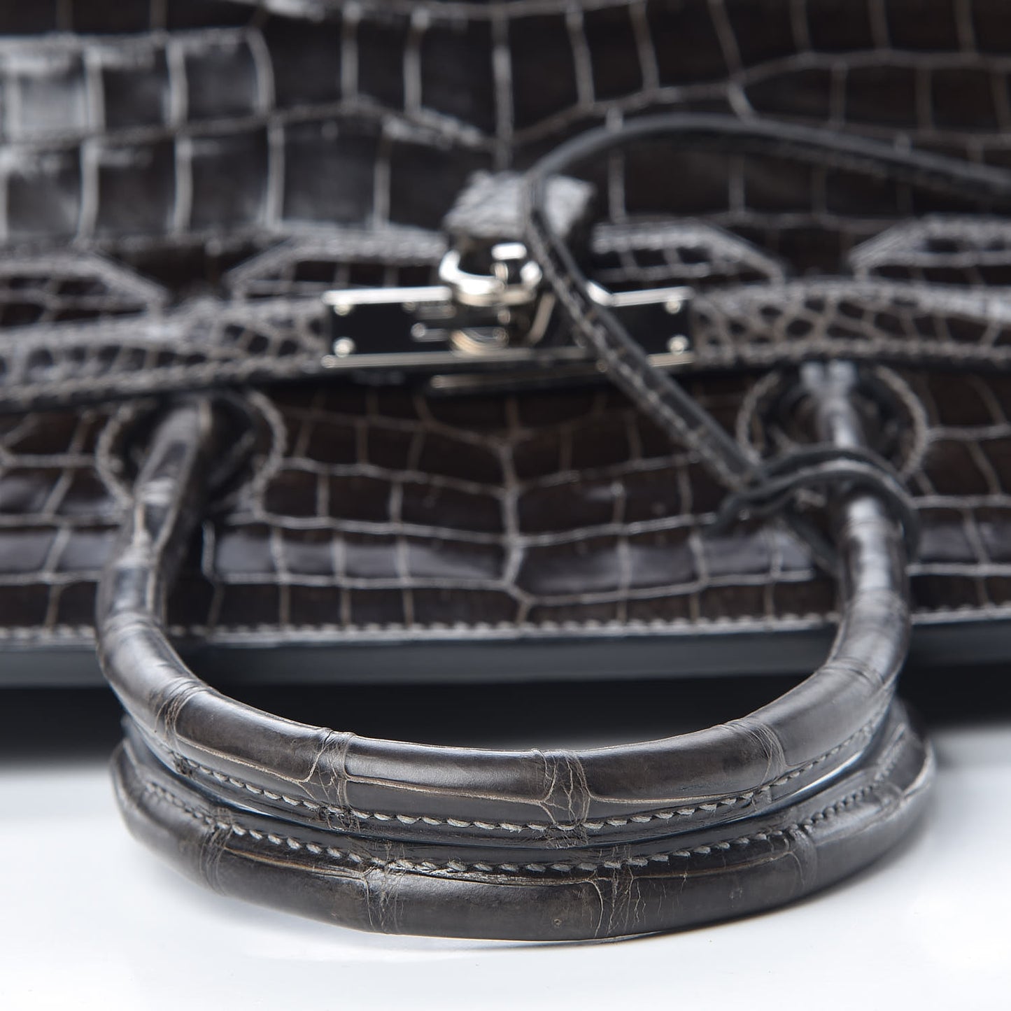 Shiny Porosus Crocodile Birkin 35 Graphite