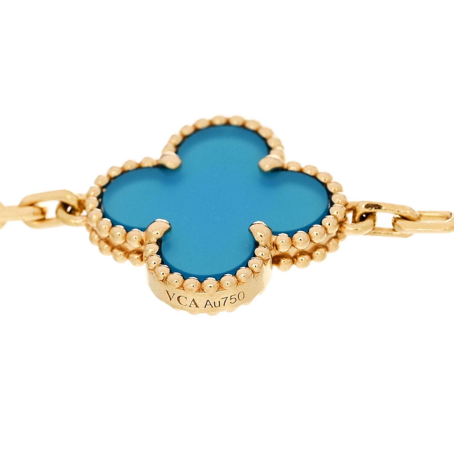 Van Cleef & Arpels 18K Yellow Gold Blue Agate 5 Motifs Vintage Alhambra Bracelet 3 of 4