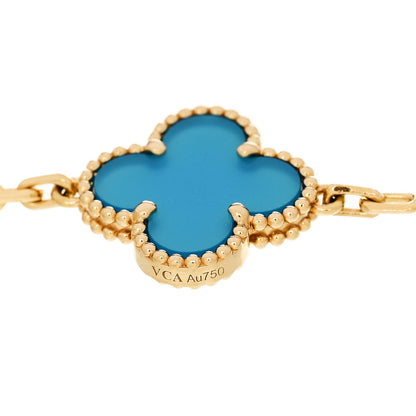 Van Cleef & Arpels 18K Yellow Gold Blue Agate 5 Motifs Vintage Alhambra Bracelet 3 of 4