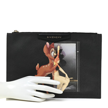 Givenchy Textured Coated Canvas Bambi Print Medium Cosmetic Pouch Black 2 of 13
