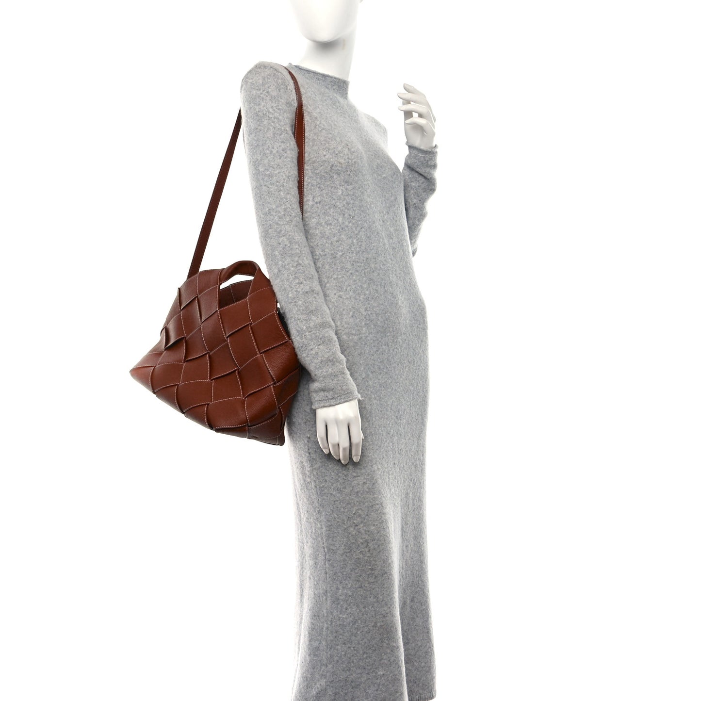 Soft Grained Calfskin Woven Basket Bag Tan