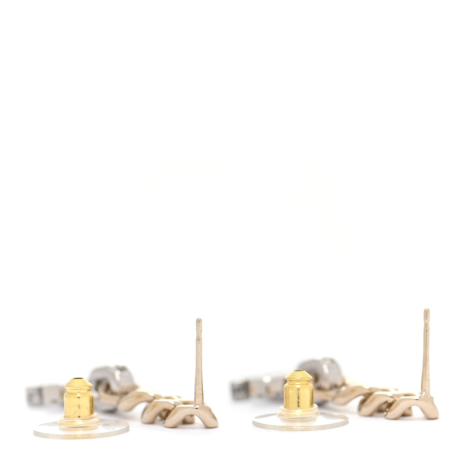Chanel Metal Crystal CC Chain Drop Earrings Gold 3 of 5
