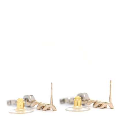 Chanel Metal Crystal CC Chain Drop Earrings Gold 3 of 5
