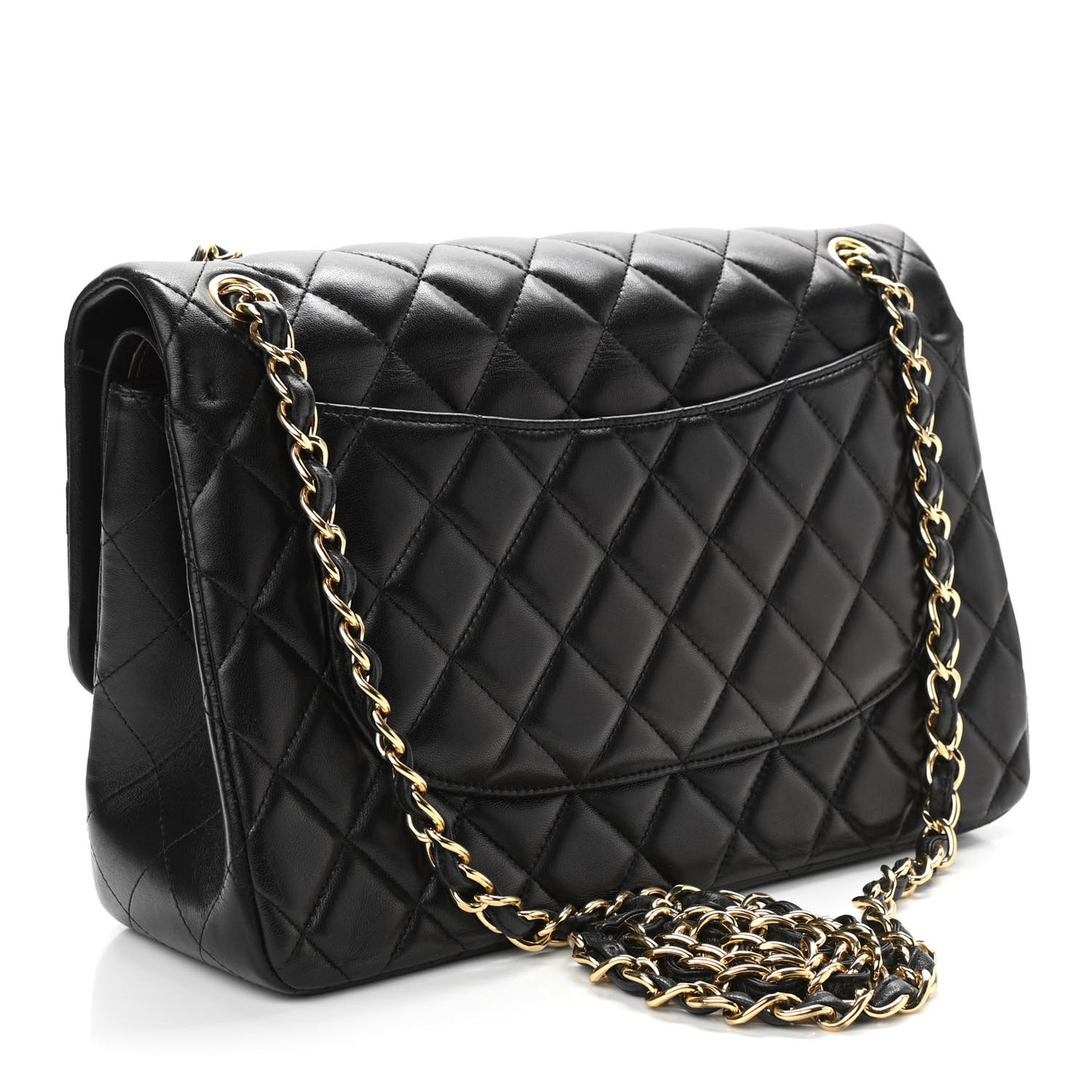 Lambskin Quilted Jumbo Double Flap Black