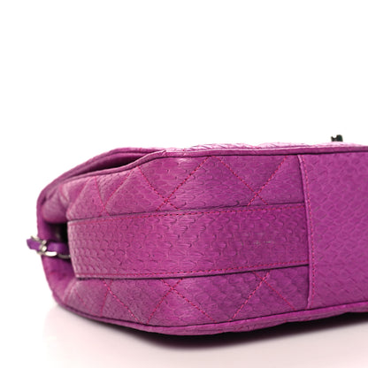 Chanel Elaphe Snakeskin Quilted Jumbo Easy Carry Flap Purple 9 of 10