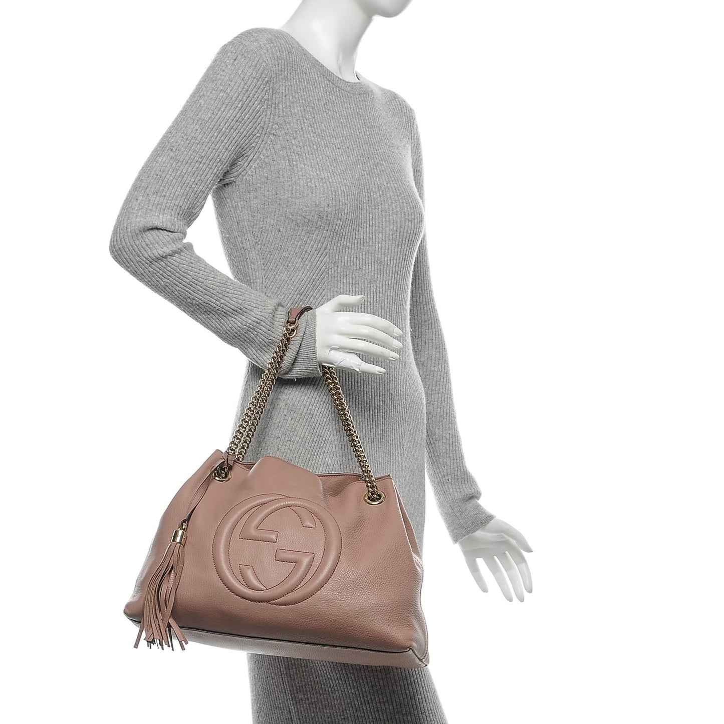 Pebbled Calfskin Medium Soho Chain Shoulder Bag Dark Cipria